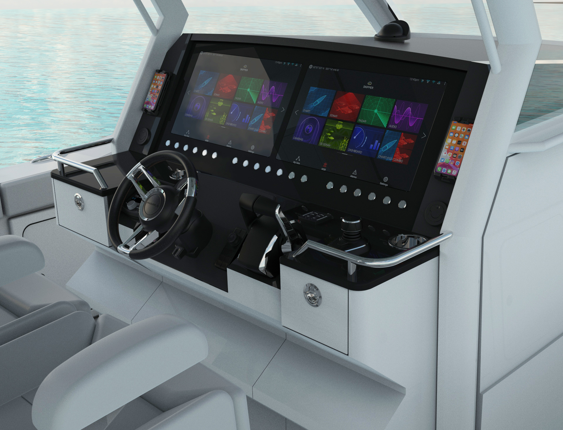 The dashboard of a 387 CCF/CCS boat